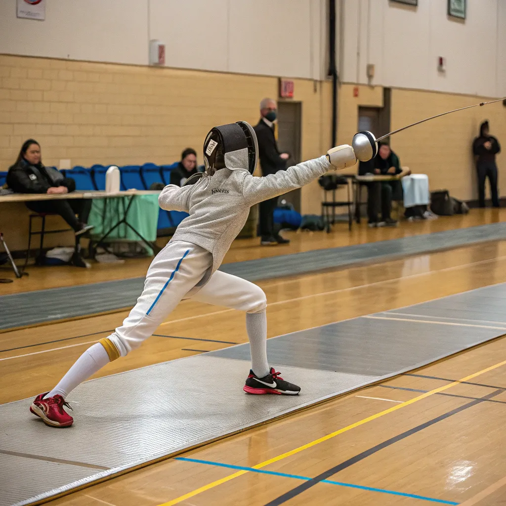 Fencer in action at the school