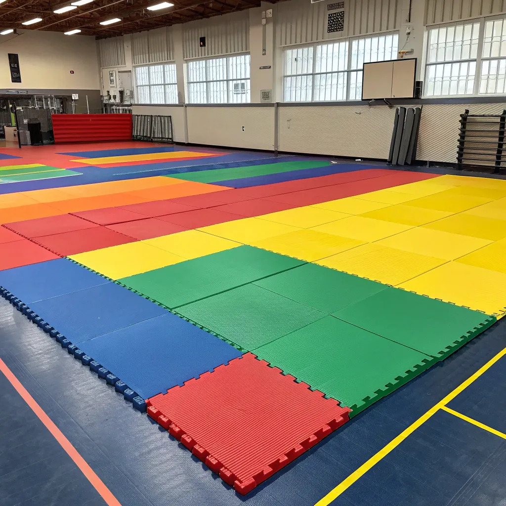 Durable fencing floor mats in vibrant colors